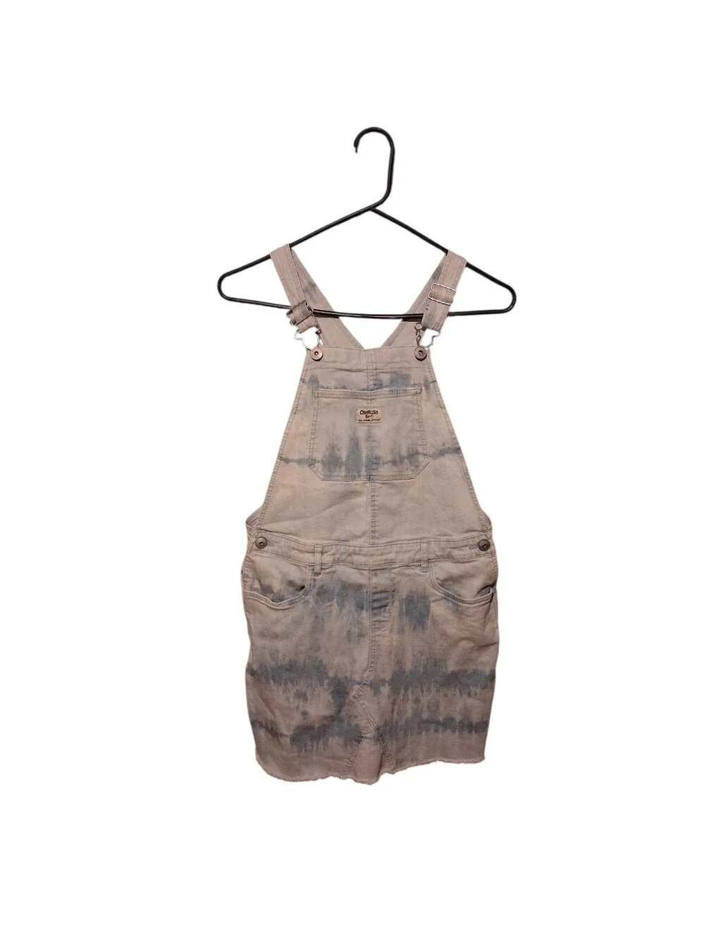 OshKosh Girls Tie Dye Denim Overalls Vestbak Jumper Dress Size 14 Bib Pocket